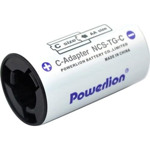 Powerlion C Size Battery Adapters, AA to C Size Battery Spacer Converter Case Use with AA Battery Cells - 4 Pack