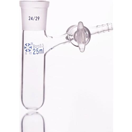 Reaction tube with glass valve and standard gr mouth,Capacity 25ml and joint 24/29,High borosilicate glass