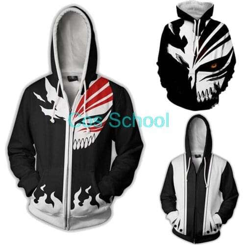 Cos School Anime Bleach Kurosaki Ichigo Cosplay Hoodies Zaraki Kenpachi Hooded Sweater Ichigo Costumes Halloween Jacket Coats