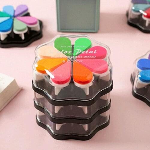 Cute 8Colors Water Drop Petal Ink Pad Stamp DIY Finger Painting Craft Stationery Q1JC