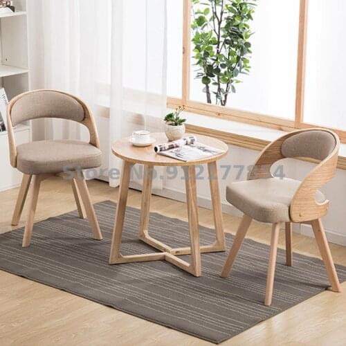 Modern Simple Solid Wood Dining Chair Balcony Fabric Solid Wood Backrest Chair Study Computer Chair Restaurant Coffee Shop Chair