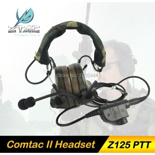 Z-Tac softair tactical Headset Noise Reduction Canceling Comtac II Airsoft Gun Radio set Military Paintball PTT kenwood Midland