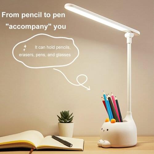USB Rechargeable Cat Desk Lamp Kids Eye Protection Light LED Gooseneck Reading Lamp Touch Stepless Dimming Desk Lamp