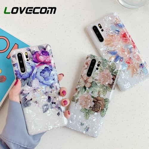 LOVECOM Vintage Flower Shell Texture Phone Case For Huawei P30 P20 Lite Mate 30 Pro For Samsung S20 Note 10 Soft IMD Back Cover