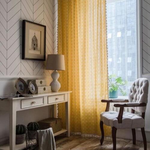 Yellow Geometry Curtains Cotton and Linen Fabric curtain for living room bedroom kitchen Window Home Decorative
