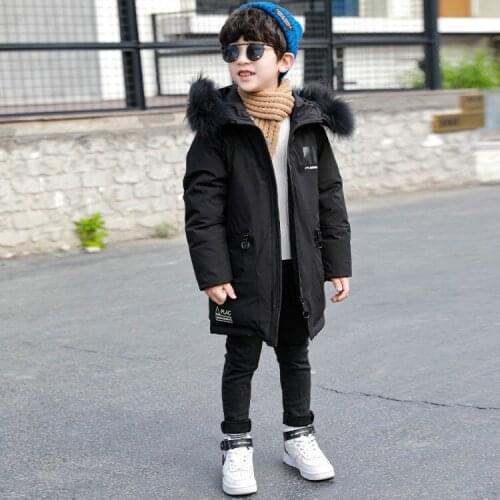 2020 Winter Coat for Kids Warm Clothes Faux Fur Jacket Toddlerl Winter Clothes Boys Coat Color Black Hooded Kids Jackets
