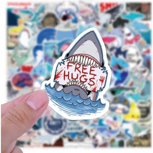 50/100Pcs Marine Organism Shark Stickers Cute Animal Shark Graffitit for Motorcycle Notebook Computer Car Toys Guitar Kids Toy