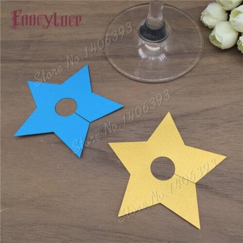 60Pcs/lot Laser Cut Gold Star Wine Glass Card Table Name Place Escort Cup Card Kids Birthday Party Wedding Decorations For Home