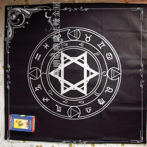 70X70CM black Magic array tarot cards tablecloth board game tarots blanket Accessories Six-star