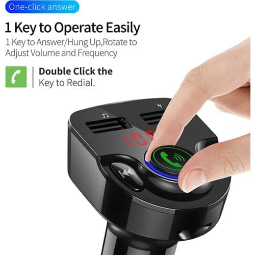 Car Bluetooth 5.0 MP3 Player Wireless Handsfree Aux Audio Receiver FM Modulator Dual USB Fast Charger Car Kit FM Transmitter