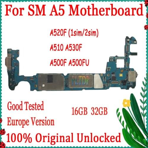 Free Shipping for Samsung Galaxy A5 A520F A530F A510F A500F A500FU A5000 Motherboard,Original Unlocked full chips Logic Boards