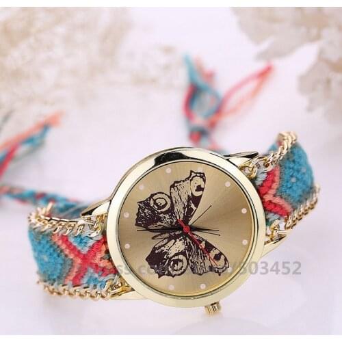 100pcs/lot New Arrive Montre Femme weave Ladies Watch Wholesale Butterfly Watches For Women Girl Gifts For Women