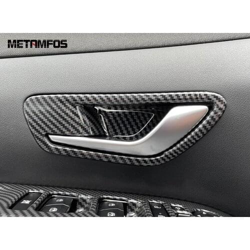 For Hyundai Tucson 2021 2022 2023 Carbon Fiber Inside Door Handle Bowl Cover Trim Decoration Frame Inner Accessories Car Styling