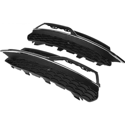 For S3 Style Front Bumper Fog Light Grilles Gloss Black for Audi A3 S-Line 8V 2013 2014 2015 2016 Honeycomb Mesh Hex Front Grill