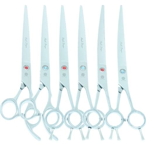 Purple Dragon 8.0" Pets Grooming Scissors Japanese Steel Straight Dogs Cutting Shears Curved Scissors Pets Hair Trimmers B0061B