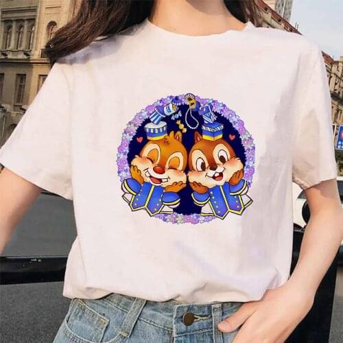 Harajuku T Shirt Women Summer Tops Cartoon T-shirt Kawaii Disney Chip and Dale Graphic Tees Dropship