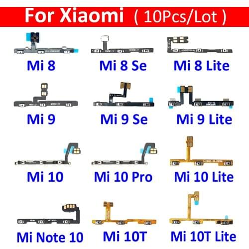 10Pcs Power on/off Volume Side Key Button Flex Cable For Xiaomi Mi 9 9T Pro 8 Se Lite A3 Max Mix 3 Pocophone F1 Black Shark 2