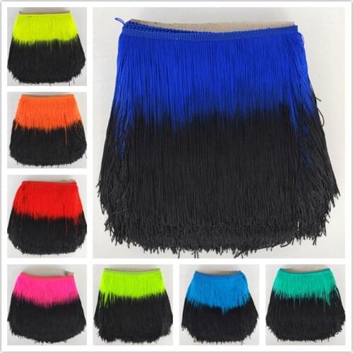 20CM Long Lace Fringe Trim Tassel Two-tone Fringe Trimming For Diy Latin Dress Stage Clothes Sewing Accessories Lace Ribbon