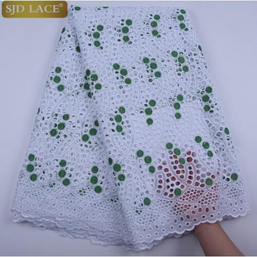 SJD LACE Nigerian African Cotton Lace Fabric High Quality Swiss Voile Lace In Switzerland Punch Pure Cotton For Wedding SewA1778