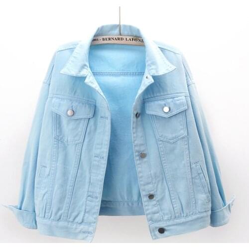 Korean Fashion 8 Color Short Denim Jackets Women Blue Green Red Purple Red Outwear Loose Casual Student Jeans Jacket Coat Female