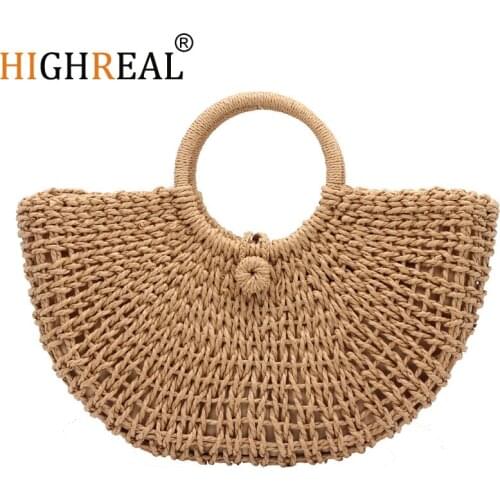 Summer Rattan Handmade Knitted Round Beach Bag Bali Women Circle Straw Bags Butterfly Bohemia Lady Purse White Brown Handbags