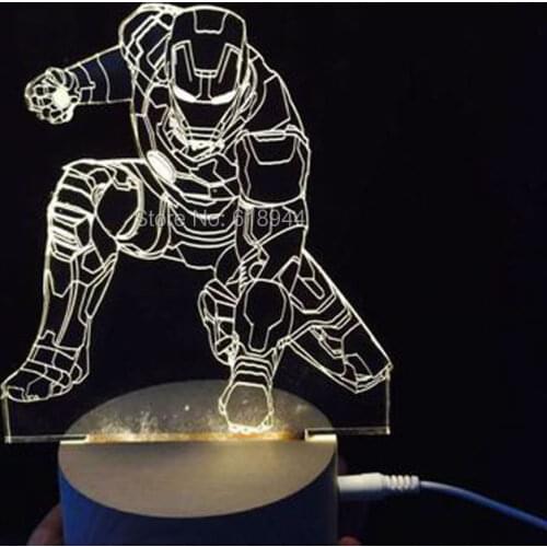 2016 Hot Selling Wooden Modern LED Desk Lamp Creative Fashion Bedroom Bedside Night Light Birthday Gift Iron Man