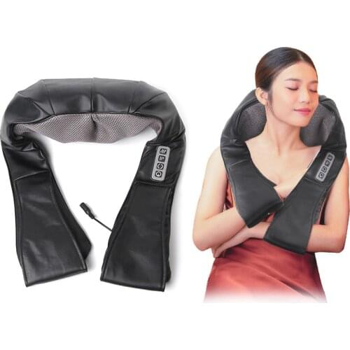 4D kneading Shiatsu Cervical Back Neck Massager Shawl Electric Roller Heat Device Manual Home Car Shoulder Massage Machine