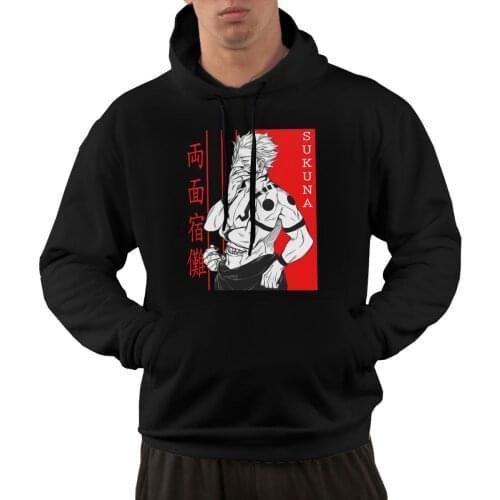 Trendy Mens Jujutsu Kaisen Hoodie Pullover Cotton Long Sleeve Winter Yuji Itadori Ryomen Sukuna Anime Manga Hooded Sweatshirts