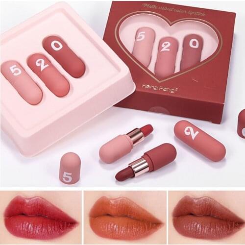 Liquid Matte 3Pcs Lipstick Set Waterproof Makeup Lip Gloss Comfortable Long-lasting Lipgloss Kit Temperature Change Color New