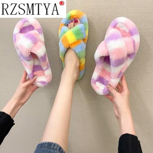 Fall 2021 New Womens Slipper Fashion Short Plush Slipper Open Toe Outdoor Slipper Solid Color Plus Size 42