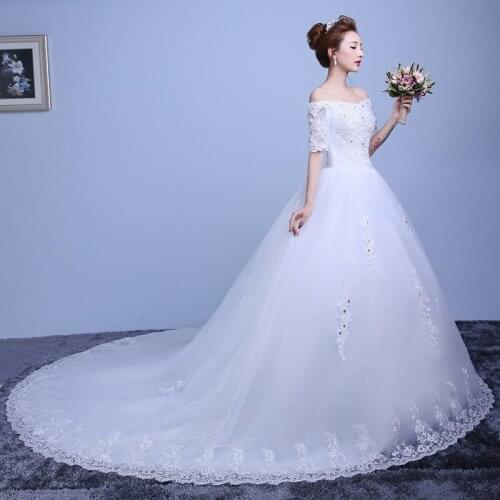 New Arrival Simple White Ivory Vestidos De Noiva Long Trailing Nuptial Dress Gorgeous Bead Sequins Elegance Noiva Casamento