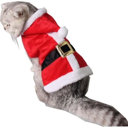 Adjustable New Year Christmas Red Santa Claus Cat Dog Costume Cosplay Perform Cloth Cloak Pet Birthday Party Gift Supplies