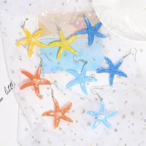 Fashion New Resin Model Star And Starfish Earrings Charms star Dangle Earrings For Women Man Girls Korean Jewelry 2021