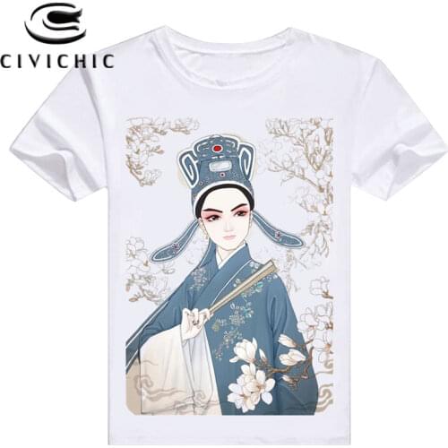 CIVI CHIC Chinese Retro Style T Shirt Women Peking Opera Print Tops Man Plus Size Groot Tees Oriental Ethnic Loose Tshirt WST133