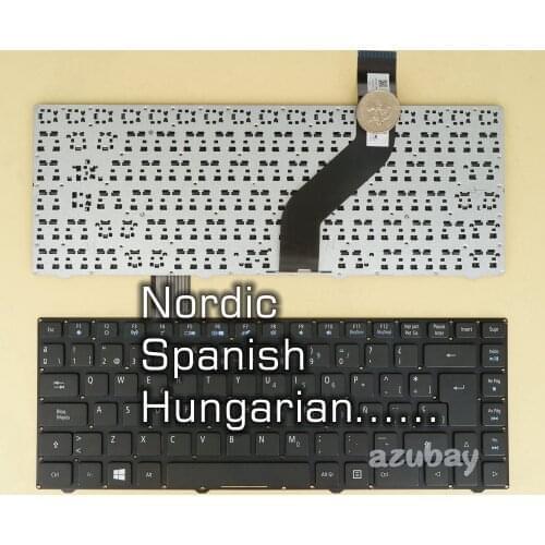 Scandinavian Nordic Danish Norwegian Swedish Finnish Spanish Hungarian Keyboard For Acer Cloudbook 14, Black