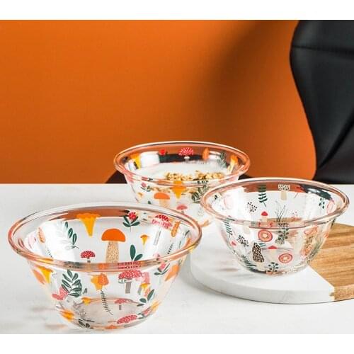 Tableware Flower Glass Bowl Transparent Kitchen Bowl For Salad Cereal Soup Microwave Oven Restaurant Noodle Bowls 320/600ml