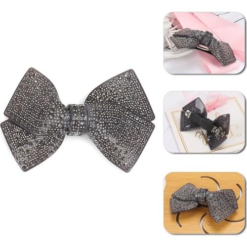 High Quality Full Rhinestone Big Bow Hair Barrettes Fashion Acrylic Crystal Hair Clips Women Hair Jewelry