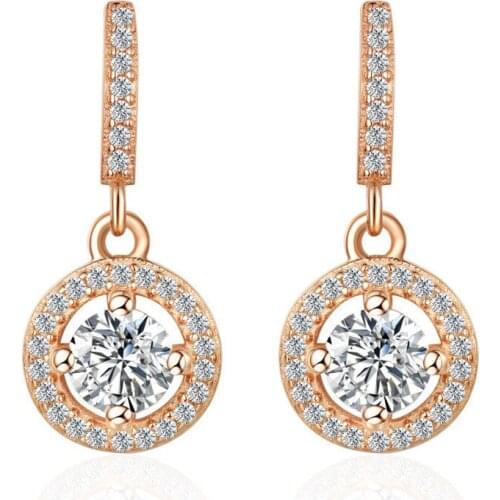 ANDARA High quality 925 Sterling Silver Earrings AAA zircon rose gold woman jewelry