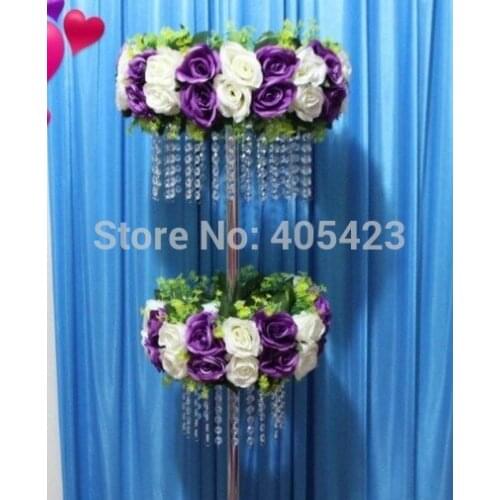 10pcs/lot 2 tiers Height 125cm (49") wedding decoration crystal centerpiece road lead ( include bead,not include flower)