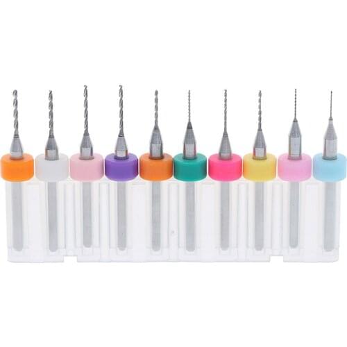 10pcs PCB Drill Bits Kit Mini Carbide Drill Bit Set For For PC Boards, Plastics, Fiberglass, Wood, Soft Metals