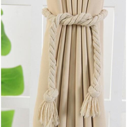 2Pcs Handmade Hemp Rope Curtain Drapes Tieback Holdback Holder Line Accessories