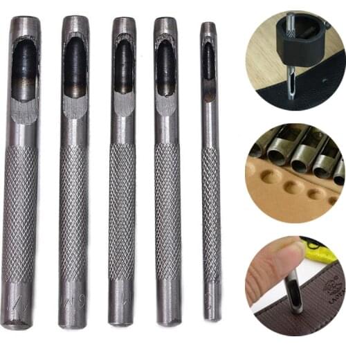 3mm-7mm 5 Size Leather Craft Hole Punch Canvas Clothes Punching DIY Hollow Punches Puncher Tool Thick Steel Round Belt Paper