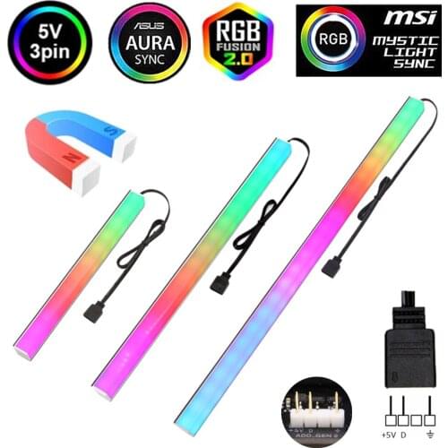 Addressable WS2812b Digital Aluminum Alloy Double-sided Light for PC 3 PIN 5V ADD Header RGB Motherboard For ASUS Aura SYNC