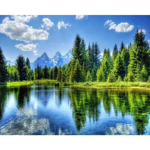 DIY 5D full square Diamond embroidery forest lake landscape diamond painting Cross Stitch Rhinestone mosaic home decoration