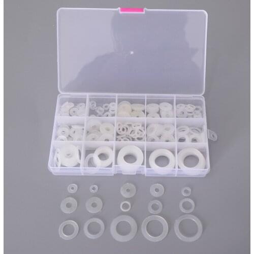 250Pcs [15-SIZES] White Nylon Insulating Flat Washers Gaskets Assortment Set