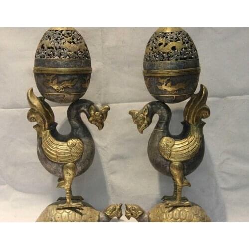Free shipping Handmade engraved Silver 24K Gold Gilt Phoenix Birds palace lantern Censer Vase