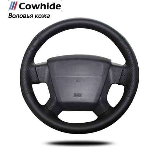 Black Genuine Leather Car Steering Wheel Cover for Jeep Compass 2006 2007 2008 2010 Old Patriot 2007 2008 2009 2010
