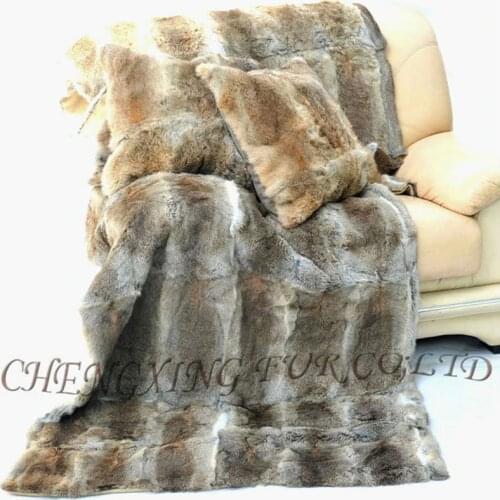 CX-D-09/Z 200X150 Natural Color Custom Real Rabbit Fur Blanket