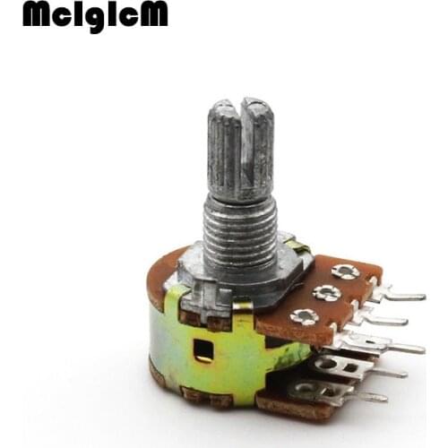 Dual Stereo Potentiometer B1K B2K B5K B10K B20K B50K B100 B500K R Linear shaft 15mm 15 shaft =15 6Pin Shaft WH148 Amplifier