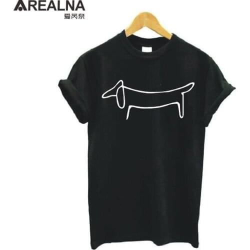 Simple Dachshund Dog Print Women tshirt plus size Casual vogue tshirts cotton women harajuku kawaii Hipster Tee Shirt Femme 3xl